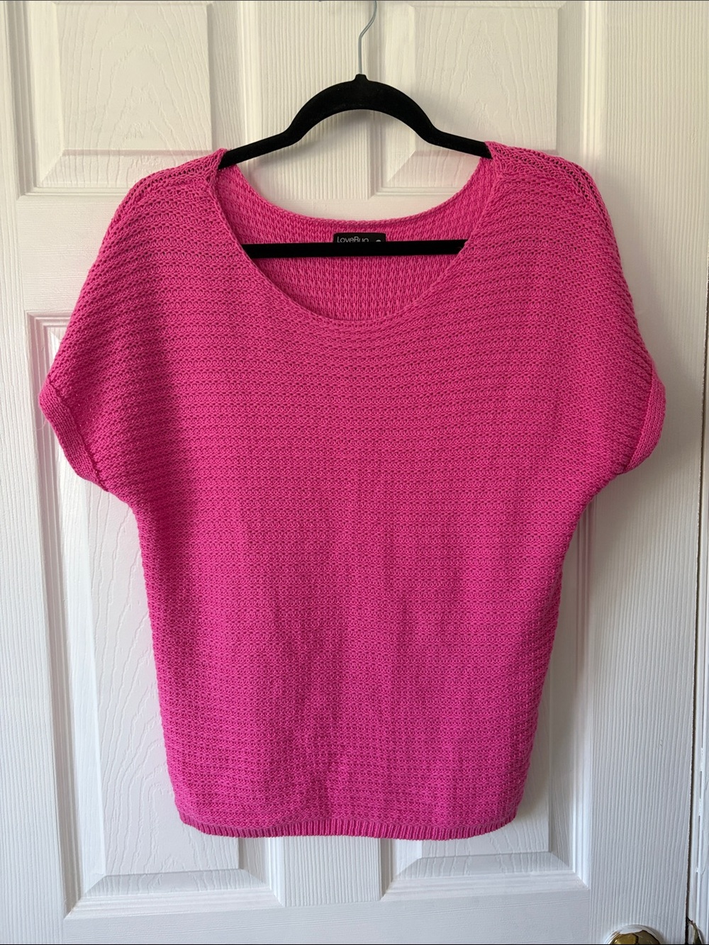 love bug Scoop Neck Knit Top in Bright Pink